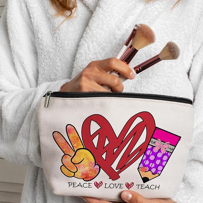 CLHHM Teacher Appreciation Gifts Makeup Bag Cosmetic Bag with Zipper Travel Toiletry Bag Birthday Gifts for Women Teenage Girls New Mom Care Package