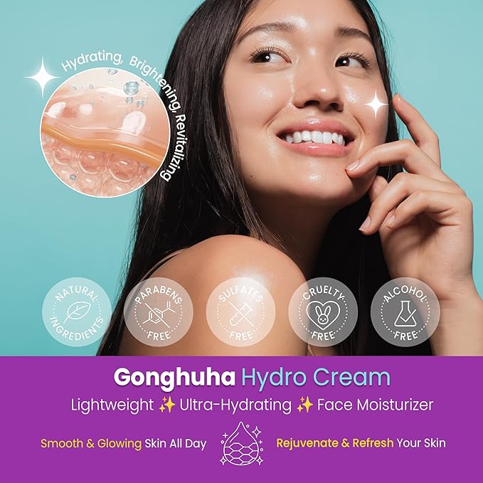 GONGHUHA Hydro Cream – Lightweight Ultra-Hydrating Face Moisturizer for Glowing Skin | 50ml (1.69 fl oz) with Hyaluronic Acid & Cica | Korean Skin Care
