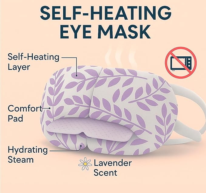 DoSensePro Steam Eye Mask - 16 Pack Lavender Self-Heating Warm Compress for Dry Eyes, Puffy Eyes Relief, Cornea Care, and Relaxation – Soothing & Comfortable Heated Eye Pads