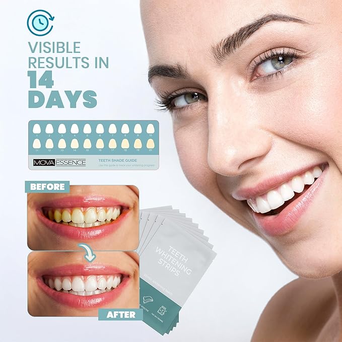 Teeth Whitening Strips - Dry Pap - 14 Treatments (28 Strips) - Enamel Safe - Fast Effective Brighter White Teeth - 30-Minute Treatment