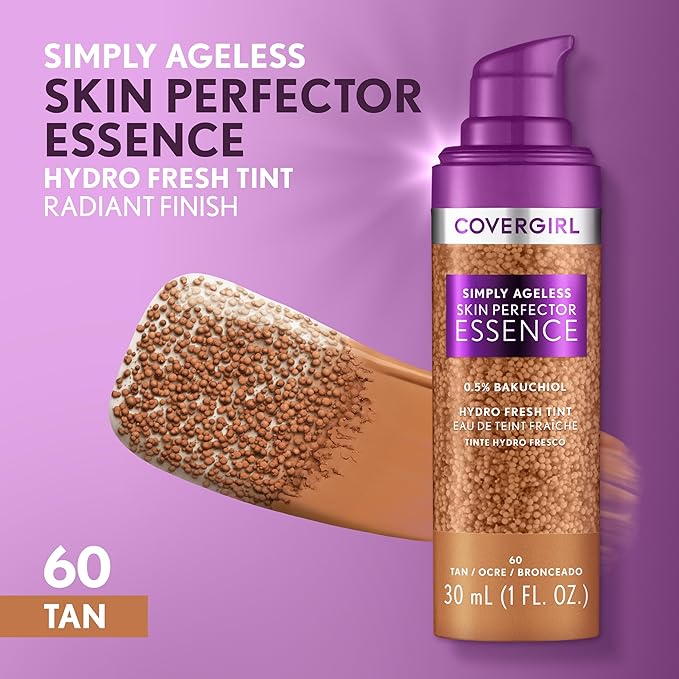 Covergirl Simply Ageless Skin Perfector Essence Foundation, 60 Vegan Formula, 1.0oz
