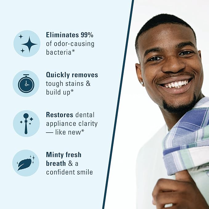 Retainer and Denture Cleansers 240 Tablets Removes Bad Odors Discoloration Stains Plaque for Cleaning Invisalign Mouth Guard Night Guard and Removable Dental Appliances by M3