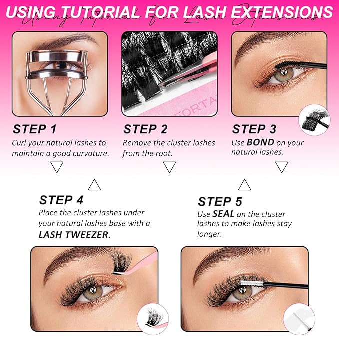 MilyBest Lash Clusters Kit 60D 80D Fluff Cluster Eyelash Extensions 10-18mm Individual Lashes Clusters D Curl Lash Extension Kit, Waterproof Thick Volume Eyelash Clusters with Bond & Seal, Tweezers