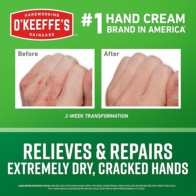 O'Keeffe's Working Hands Hand Cream for Extreme Dryness - 1 oz Tube (3 Pack) - Repairing Skincare for Cracked, Dry Hands