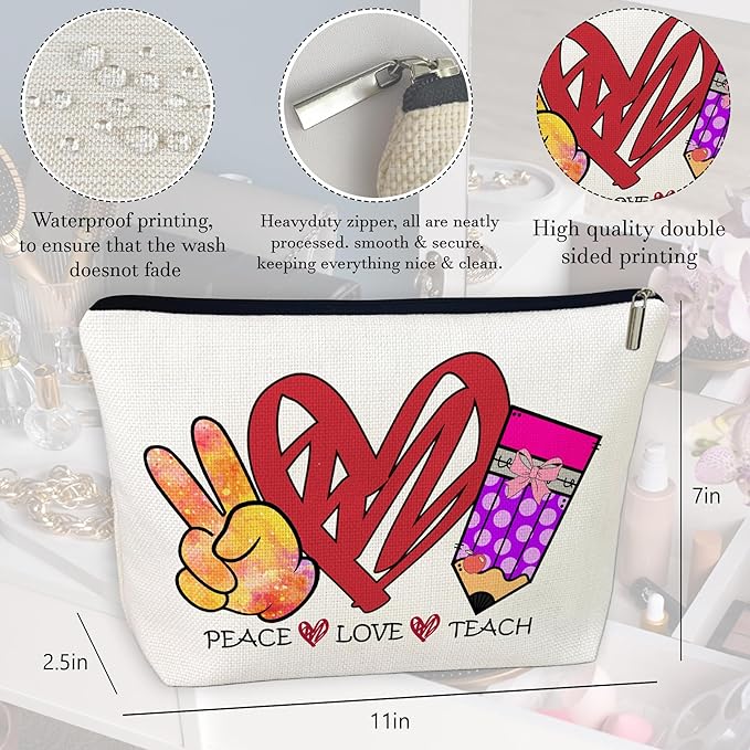CLHHM Teacher Appreciation Gifts Makeup Bag Cosmetic Bag with Zipper Travel Toiletry Bag Birthday Gifts for Women Teenage Girls New Mom Care Package