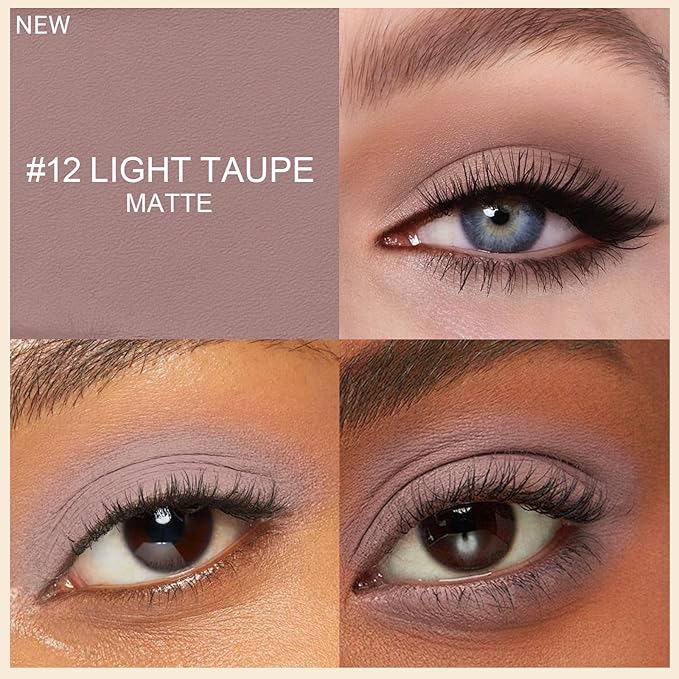Erinde Waterproof Cream Eyeshadow Stick, Grey Mauve Taupe Matte Eye Shadow Sticks, Cream to Powder Eyeshadow Crayon, Buildable & Blendable Long-Lasting Eye Shadow Stick, Vegan & Cruelty-Free, 12