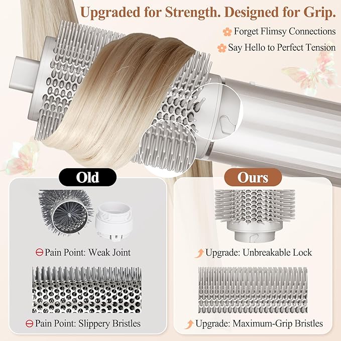 Upgraded Large Round Volumizing Brush for Shark FlexStyle Attachment, Big Barrel Round Brush Compatible with Shark Flex Style, Fast Blowouts Smooth Bends Full Volume Tool for All Hair Type