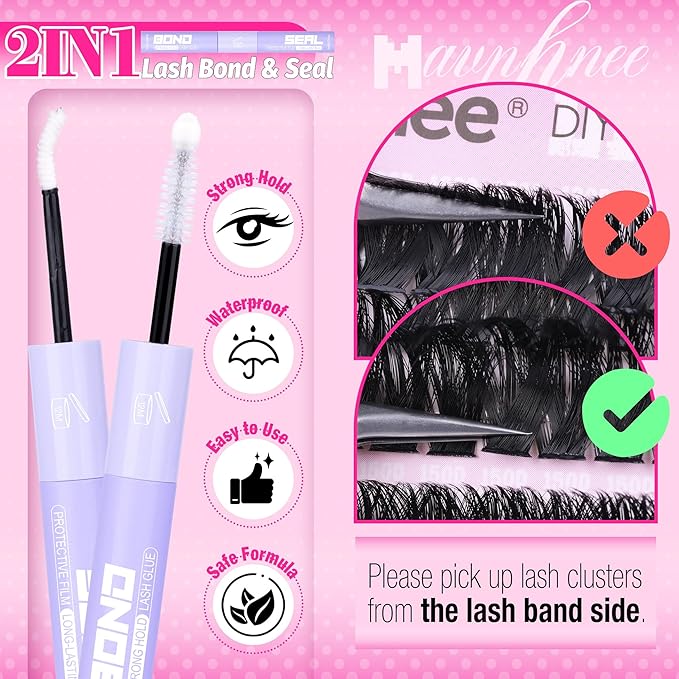 Lash Clusters Kit 14-20MM Long Eyelash Extension Kit 192Pcs Thick Volume DIY Lash Extensions Kit Soft Cluster Lashes D-Curly Individual Lashes Kit 120D+150D Mink Cluster Eyelash Extensions Kit
