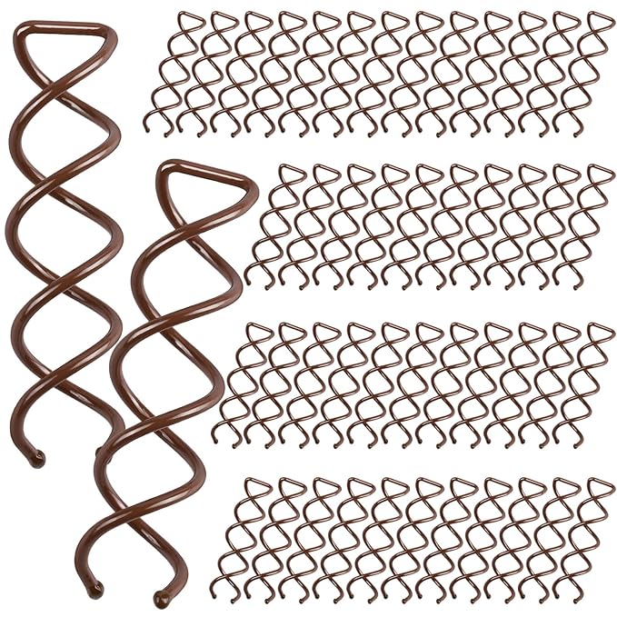 FANDAMEI 50PC Spiral Hair Pins Set, Spin Pins Spiral Bobby Pins for Girls, Women and Kids, Non-Scratch Round Clip & Bun Twist, Stylish Bun Bobby Pins, Premium Spin Pins for Hair, Brown