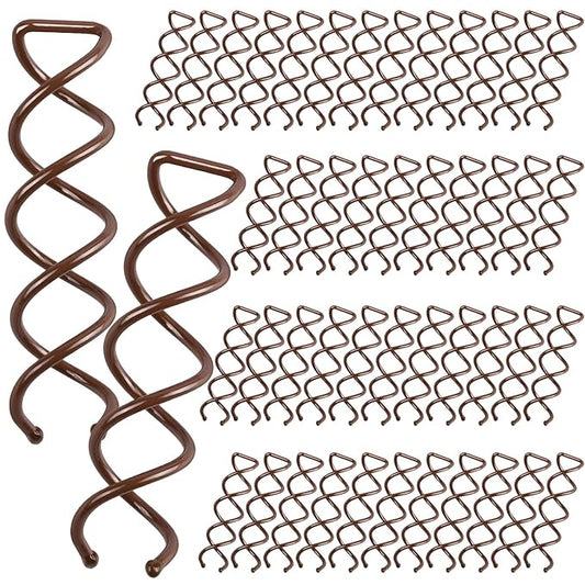 FANDAMEI 50PC Spiral Hair Pins Set, Spin Pins Spiral Bobby Pins for Girls, Women and Kids, Non-Scratch Round Clip & Bun Twist, Stylish Bun Bobby Pins, Premium Spin Pins for Hair, Brown