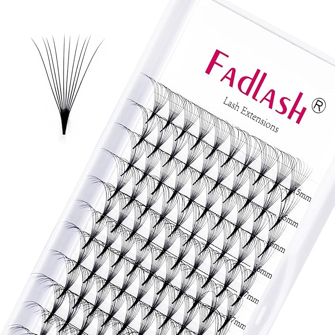 C Curl Volume Eyelash Extensions 10D 0.07 15-20mm Mixed Tray Premade Fans Pointed Base Middle Stem