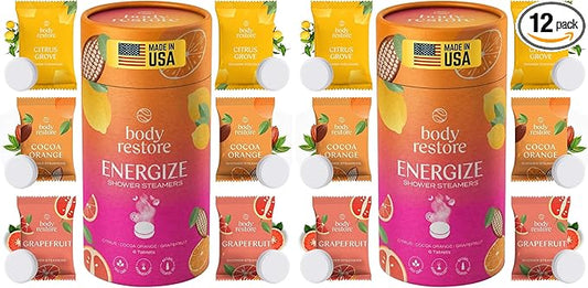 Body Restore Shower Steamers Aromatherapy 12 Pack – Valentines Day Gifts for Her and Him, Birthday Gifts for Women and Men, Relaxation, Stress Relief, Self Care – Citrus
