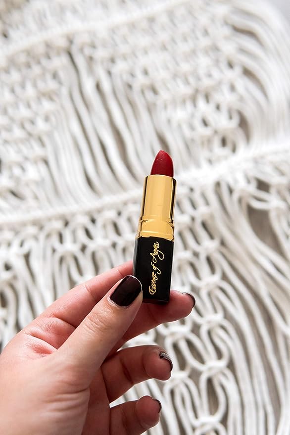 Essence Of Argan Lip Care Bundle - Moisturizing Deep Red Lipstick & Nourishing Lip Gloss with Organic Moroccan Argan Oil - Voluptuous Sexy Lips - Sun Protection, Long Lasting & Colorful Lip Balm Set