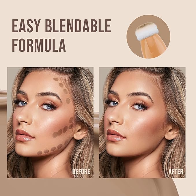 Color Nymph Liquid Makeup Contour, Liquid Bronzer Makeup Wand Hydrating Formula Bronze Makeup For Face Sculpt Fine Texture Natural Blend Long Lasting - Light Tan Contour Stick