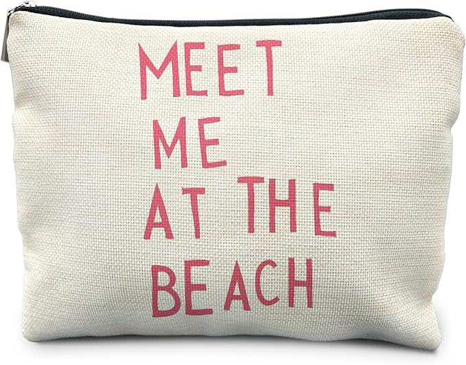 RYYCDOI Beach Makeup Bag, Cosmetic Bags, Meet Me at the Beach, Beach Gifts for Women, Travel Makeup Pouch