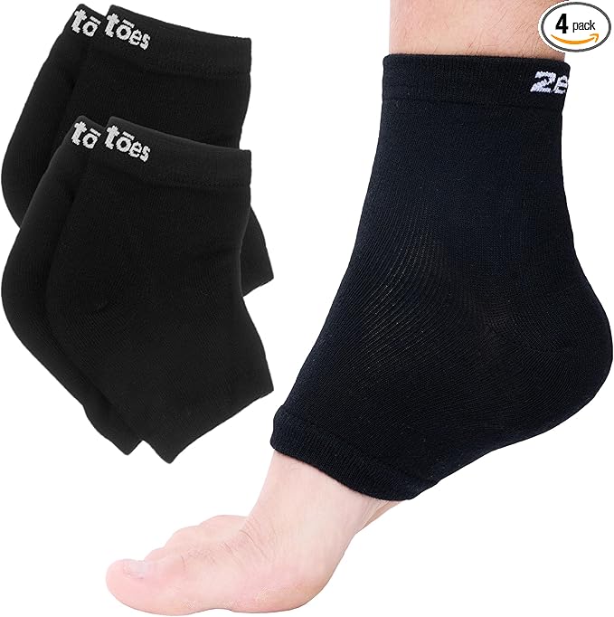 ZenToes Moisturizing Socks for Cracked Heel Treatment, Vitamin E, Olive Oil and Jojoba Oil Infused Heel Socks, Galentines Day Gifts, Self Care Gifts for Women (Cotton Black, Wide Width)