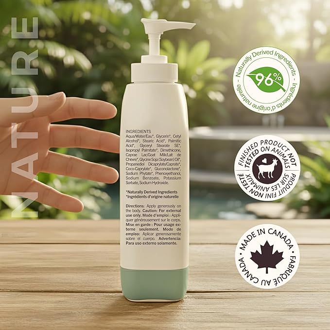 Goat Milk Lotion, Creamy Fragrance Free, Moisturizing Goat Milk Skin Lotion for Women and Men, Dry Skin Hydration with Fresh Goat's Milk, 11.8 oz