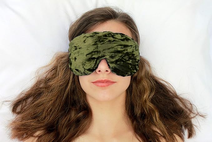 Candi Andi Handmade Opulence Yoga Eye Pillow - Weighted Flaxseed Fill, Lavender Aromatherapy, Satin & Velvet, Adjustable Strap - Ideal for Meditation & Restful Sleep - Spring Green - TEMFL-SG