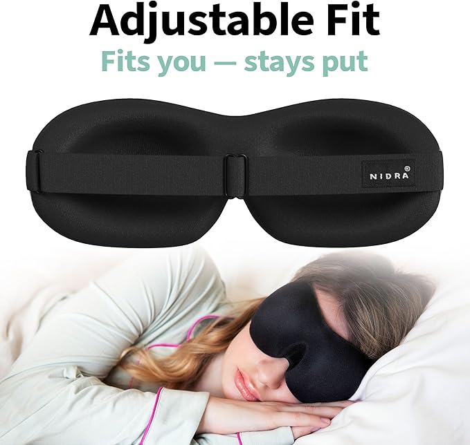 Nidra Contoured Sleep Mask for Side Sleepers – Zero Pressure Fit, Light Blocking Eye Shade for Sleeping & Travel – Pink, Standard Size