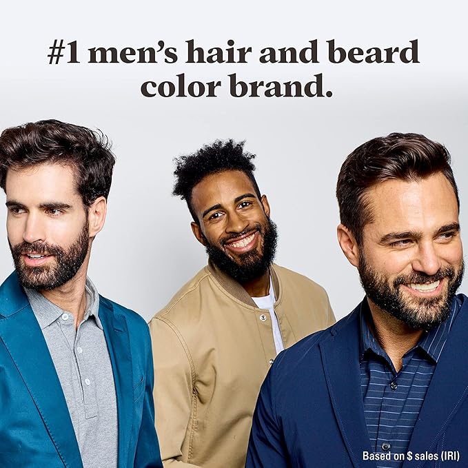Just For Men Mustache & Beard, Beard Dye for Men with Brush, With Keratin Biotin Aloe and Coconut Oil for Healthy Facial Hair - Rich Dark Brown, M-47, Pack of 1 (Packaging May Vary)