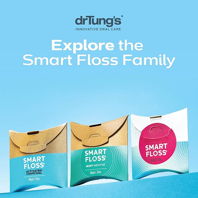DrTung's Smart Floss - Natural Floss, PTFE & PFAS Free Floss, Gentle on Gums, Expands & Stretches, BPA Free - Cardamom Flavor, Colors Vary (20 Pack)