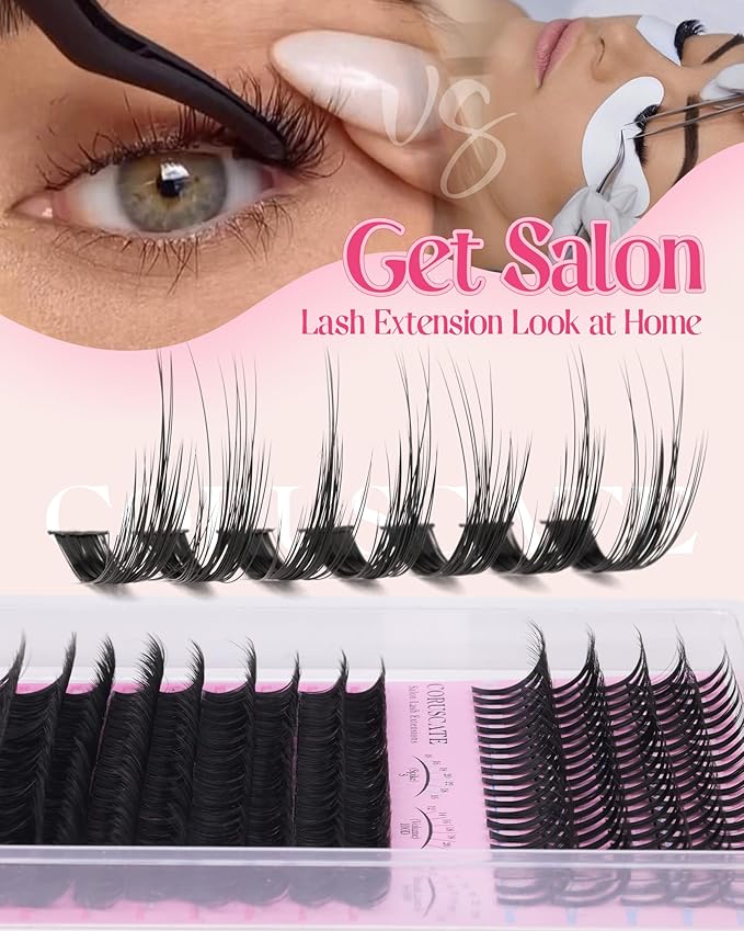 CORUSCATE Lash Clusters with Spikes Cluster Eyelash Extensions 100D Professional Lash Extension Spike Lashes Long 12-24mm Eyelash Clusters Mega Style Individual Lashes Strip Mink Dramatic DIY Eyelash