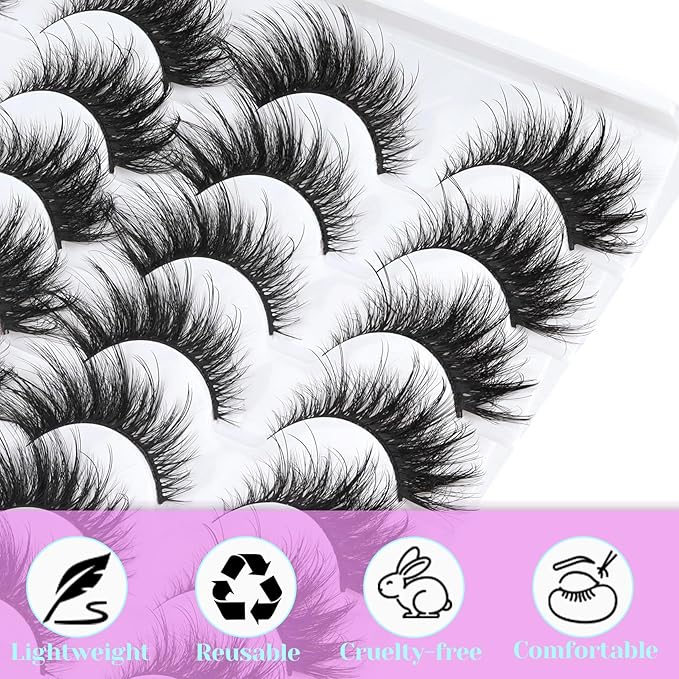 Losha Lashes Fluffy Cat Eye Lashes 14 Pairs False Eyelashes 6D Volume Faux Mink Lashes that Like Lash Extensions Soft Reusable Fake Eyelashes (704-14P)