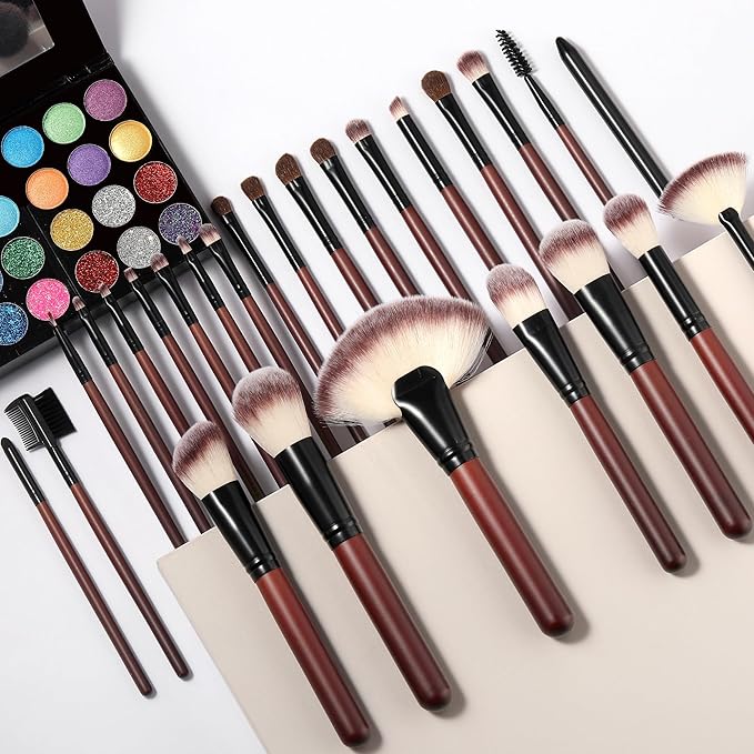 Yasingsi Makeup Brushes Set 26-Piece Makeup Brushes Premium Synthetic Foundation Powder Concealer Blush Eyeshadow Contour Professional Makeup Brush Set with 2 Brush Bags