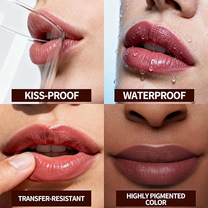 3Pcs Lip Stain Peel Off Set with Tweezer, Peel Off lip Liner Stain Long Lasting Waterproof, Matte Lip Tattoo Tint Transfer Proof, Highly Pigmented Color Lip Makeup(#809+810+811)