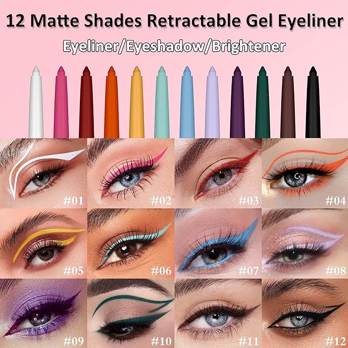 Orange Eyeliner Waterproof Retractable Orange Eyeliner Pencil Long Lasting Smudge-proof Hypoallergenic (orange 04#)