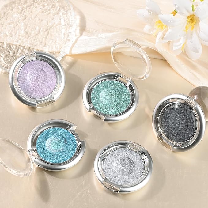 Glitter Eyeshadow,Duochrome Holographic Smoky Black Shimmer Eye Shadow,Chameleon High Pigmente Sparkly Shadows Palette，Iridescent Metallic Eye Highlighter，Makeup for Rave，LongWear,05#