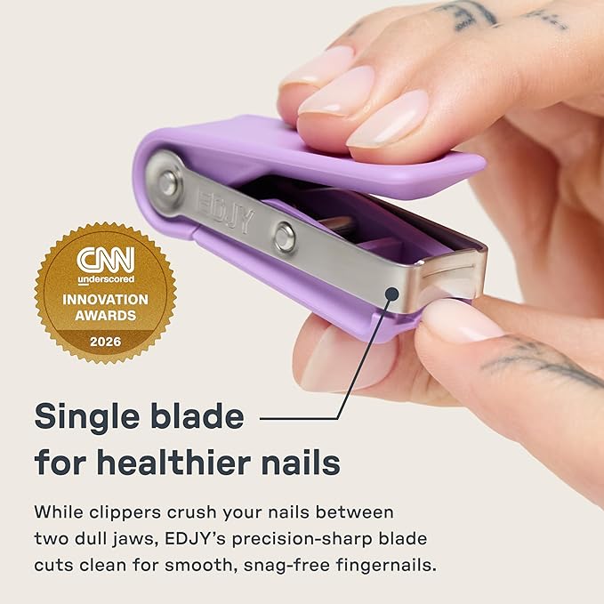 EDJY Fingernail Cutter - Precision Stainless Steel Nail Cutter for Fingernails | Sharp Blade, Ergonomic Design, Durable & Rust-Resistant | Ideal for Men and Women | Lilac | 2-Pack
