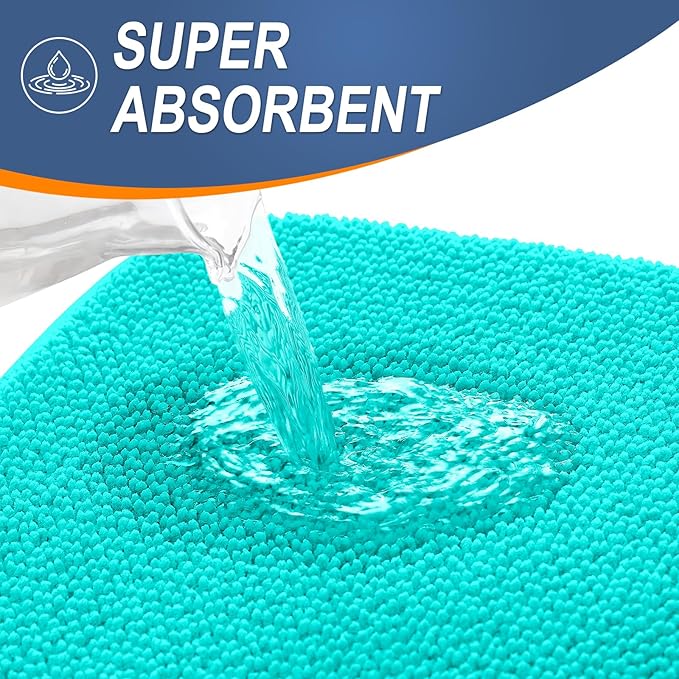 OLANLY Thick Memory Foam Bath Mat Rug 30x20, Extra Soft Absorbent Bathroom Rug, Quick Dry Bath Mats, Non-Slip, Machine Washable Carpet for Bathroom, Tub and Shower, Home Decor Accessories, Teal