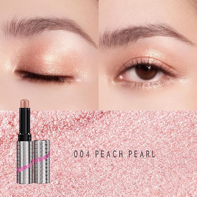 Illumina Jelly Eyeshadow Stick, 004 Peach Pearl -Nude Peach, High-Impact Sparkle Finish, Cream Texture with Cooling Feel, Long-Lasting Crease-Proof Smudge-Proof Eye Shine, Easy Application