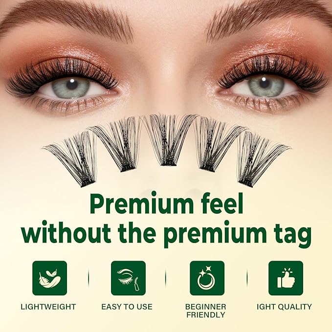 KEYYOU Lash Clusters Kit Thick Lash Extension Kit with 280pcs Super Soft 60D+80D D Curl 10-18MIX Lash Clusters for Volume Fluffy Look with Bond&Seal and Applicator DIY at Home