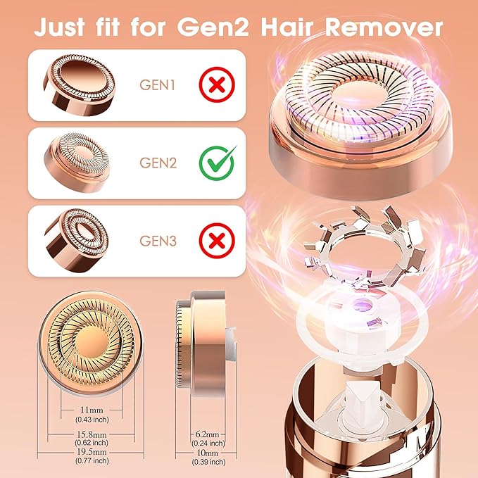 Replacement Heads for Finishing Touch Flawless Facial Hair Remover Device for Women, Replacement Blades for Flawless Replacement Heads Gen 2, 18k Gold with Gurelax Flannel Bag (4)