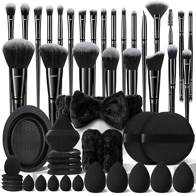HGHDBT 51Pcs Black Makeup Brushes Set Professional Makeup Kit Multi-functional Makeup Tool Set with Facial Makeup Accessories, Foundation Makeup Brush Kit Eye and Face Make up Brushes & Tools