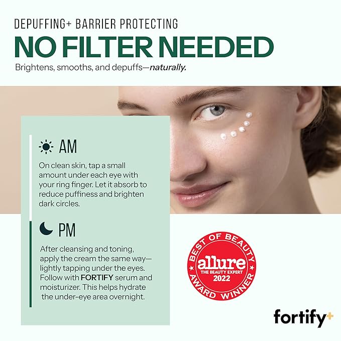 Fortify Skincare Under Eye Cream with Hyaluronic Acid & Niacinamide – Hydrates, Smooths & Reduces Puffiness – 3-in-1: Detox, Treat, Boost – Dermatologist Tested, Anti Aging – Clean Beauty – 1 FL OZ