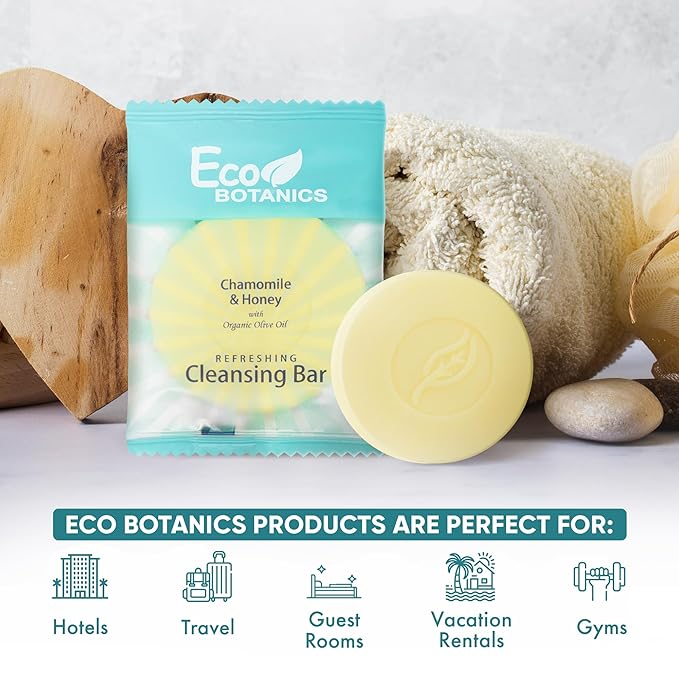Eco Botanics Travel-Size Hotel Cleansing Bar Soap, 0.5 oz (Case of 1000)