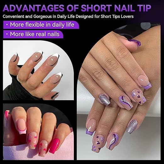 Gelike ec Short Coffin Soft Gel Nail Tip, Gel Full Cover Nail Tips, Soak Off Clear Gelly Tips Pre-Buff PMMA False Press on Nail Tips,12 Sizes-SHORT COFFIN 120PCS