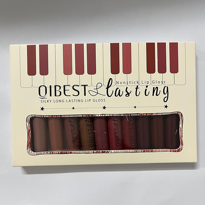 12Pcs Makeup Matte Lipstick Lip Kit, Warm Neutrals & Vintage Reds Non-Stick Cup Not Fade Liquid Lipstick Waterproof Long Lasting Durable Nude Lip Gloss Beauty Cosmetics Gift Box Makeup Set Kit