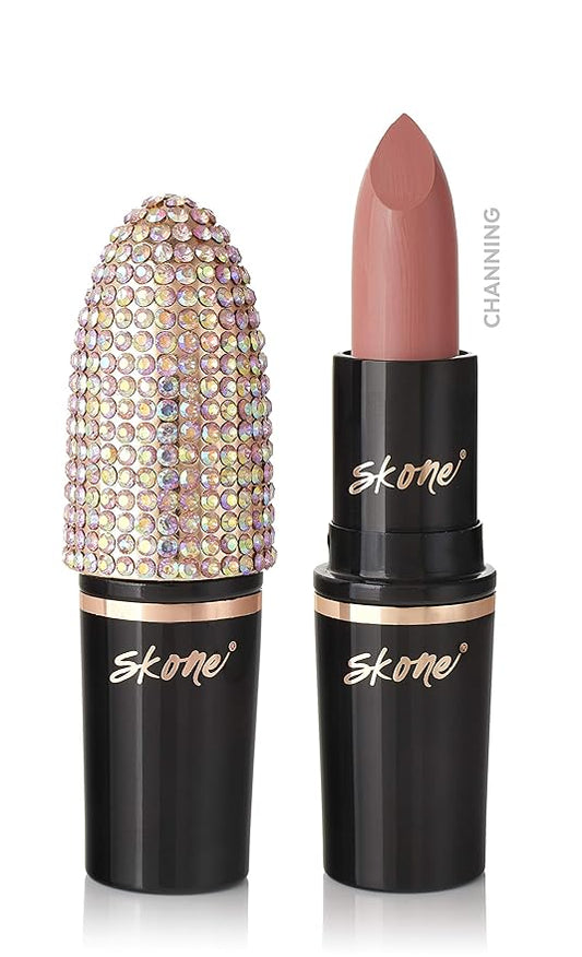 Skone Cosmetics Charm Collection Luxe Hydrating Lipstick - Vegan Formula Infused with Vitamin E - Long-Lasting, Lightweight Balm - Color Channing - Mauve - Nourishing, Smooth Finish