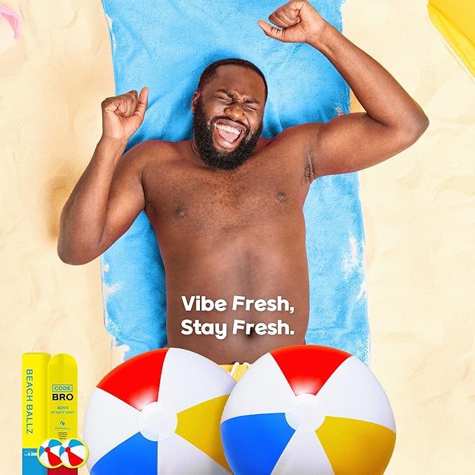 Code Bro Men's Intimate Wash Beach Ballz - Shower Stuff for Men (250ml, 8.45 fl oz)
