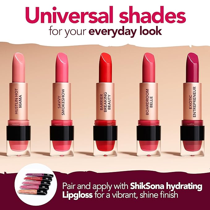 ShikSona Full Coverage Matte Lipstick | Vegan, Gluten Free, Paraben Free, Cruelty Free, Creamy Lipstick in a Deep Berry Red Shade (Boardroom Belle)