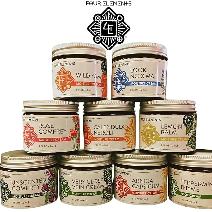 Four Elements Lemon Balm Face Moisturizer Cream - 2 Oz | Herbal Face Cream with Organic Lemon Balm, Chamomile, Shea Butter & Vitamin E | Body Hydrating Moisturizer Beauty Essential