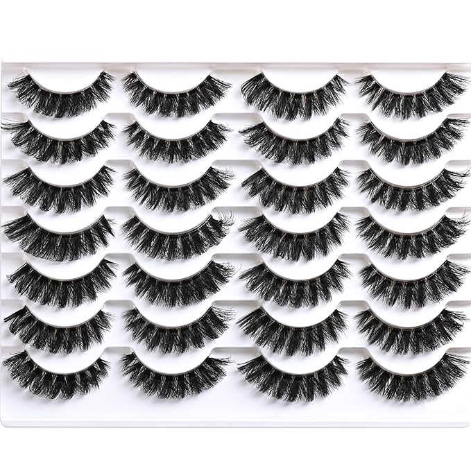 Lashes False Eyelashes Natural Wispy Fake Lash Strips 80D Strip Lash Clusters Cat Eye Volume Mink Eyelash Pack Fluffy Eye Lashes Natural Look Short Cateye Full Pestañas Sets by FenBair