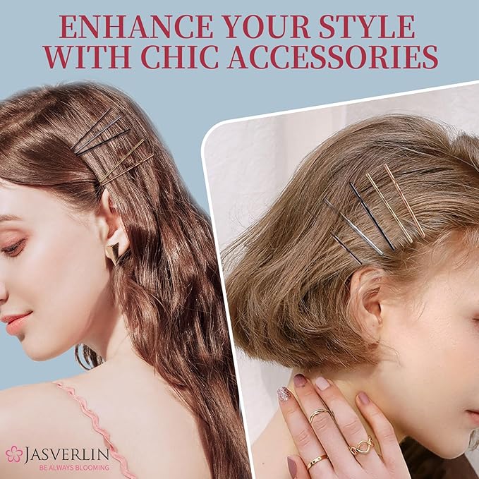 2.36" Large Bobby Pins for Women Thick Hair 250 Pcs, Jumbo Long Hair Pins Blonde Brown Black Sliver, Decorative Secure Hold Bulk Hairpins for Updo Bun Styling (6 cm)