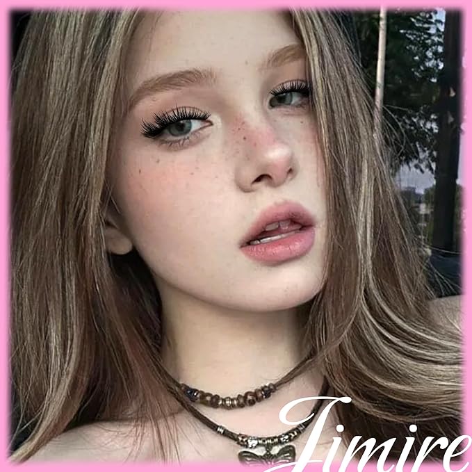 JIMIRE False Eyelashes Natural Look Wispy Lash Clusters Manga Cat Eye Lashes 15MM Mink Lashes Fluffy Russian D Curly Strip Lashes Look Like Lash Extensions Pestañas 7 Pairs Pack