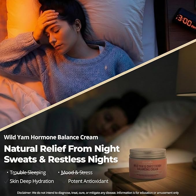 Everbloom Naturals Wild Yam & Chasteberry Balancing Cream, 4oz, with Black Cohosh, Shea Butter, Magnesium & Green Tee, Women Health and Sleep Support