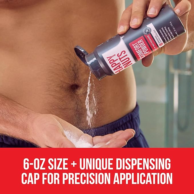 HAPPY NUTS Comfort Powder Deodorant For Men: Anti-Chafing, Sweat and Odor Control for Jock Itch, Aluminum-Free, 6 oz (1 Pack), Fragrance-Free